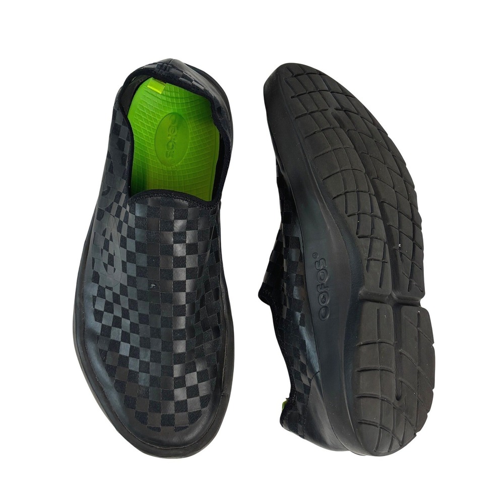 OOFOS OOmg eeZee Low Checkerboard Black Recovery Shoes Mens 11.5 OOMG11152021